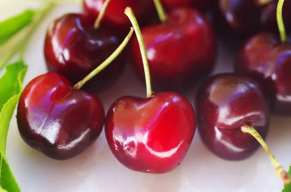 Red Cherry Berries Isolated Table — Stock Photo, Image