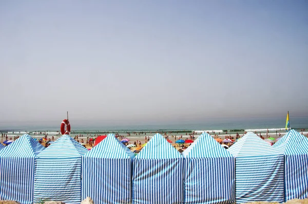 Portugal Strand Costa Caparica Vind Och Sol Skydd — Stockfoto