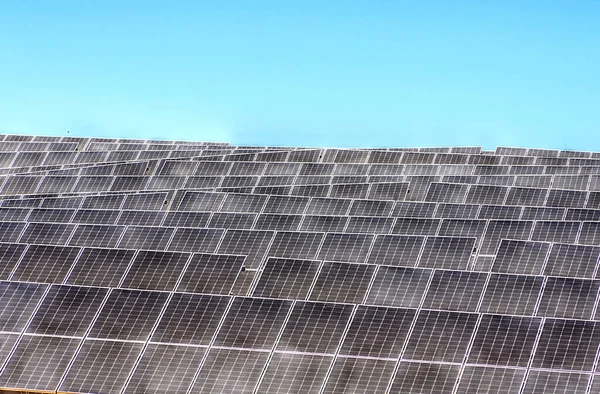 Filas Paneles Solares Fotovoltaicos Fondo —  Fotos de Stock