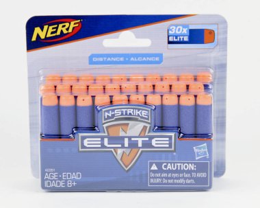 Spencer, Wisconsin, Aralık, 3, 2018 Nerf Elite köpük mermi Nerf Şu anda sahibi tarafından Hasbro oyuncak markası olduğunu.