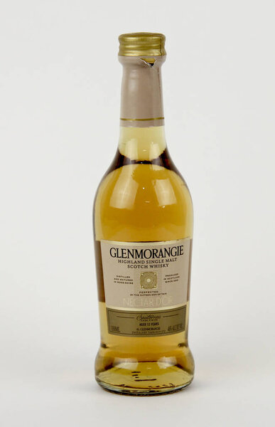 Spencer, Wisconsin, January, 25, 2019    Mini bottle of Glenmorangie 12 year old Scotch Whiskey  The Glenmorangie Company LTD was founded in Scotland in  1843