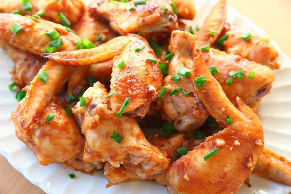 Closeup Chicken Wings Baked Ketchup Soy Garlic Based Sauce — Stock Photo, Image