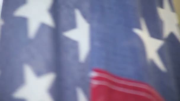 Крупним Планом Старого Американського Прапора — стокове відео