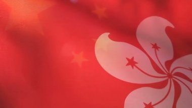 Hong Kong ve Çin 'in arkadan aydınlatmalı bayrakları