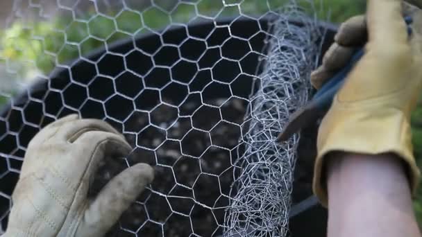 Pov Shot Man Cutting Wire Pliers — Stock Video