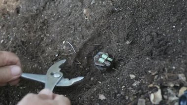 Ev sahibi Diy arka bahçe sulama projesi üzerinde çalışıyor.