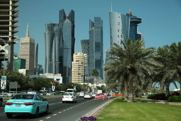 Qatar Doha March 2018 Road Traffic Financial Centre Doha Capital — Stock Photo, Image