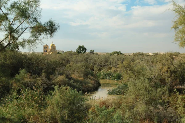 St John Baptist Church near Jordan River. The newly built Greek Orthodox Church of John Baptist, Greek Orthodox Patriarchate, historical place of baptism of Jesus Christ in Hashemite Kingdom of Jorda