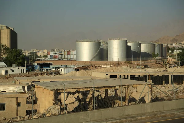 Serbatoi Grande Capacità Zona Industriale Vicino Terminal Portuale Aqaba Regno — Foto Stock