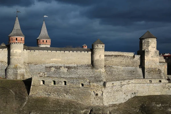 Smotrych 성곽은 루테니아어 리투아니아 폴란드어 역사적인 Kamianets Podilskyi Podolia에 Ukrain의 — 스톡 사진