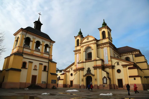 Ukraina Iwano Frankowsk Lutego 2017 Ludzie Pobliżu Kościół Najświętszej Maryi — Zdjęcie stockowe