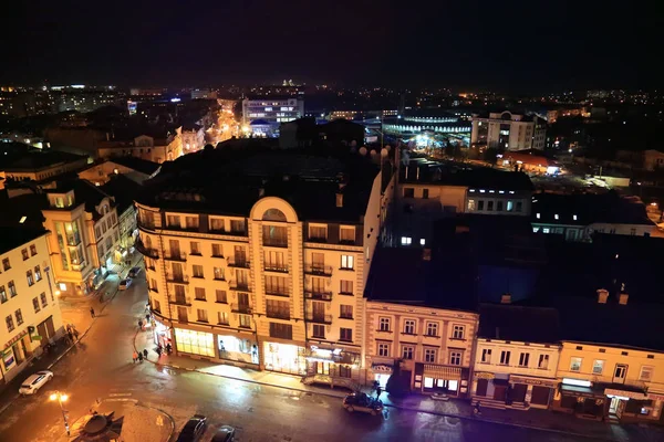 Oekraïne Ivano Frankivsk Februari 2017 Uitzicht Stad Van Nacht Uit — Stockfoto