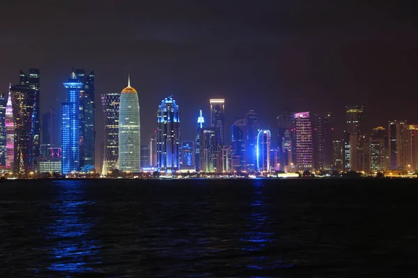 Qatar Doha Mars 2018 Natt Finanscentrum Doha Kapital Och Folkrikaste — Stockfoto
