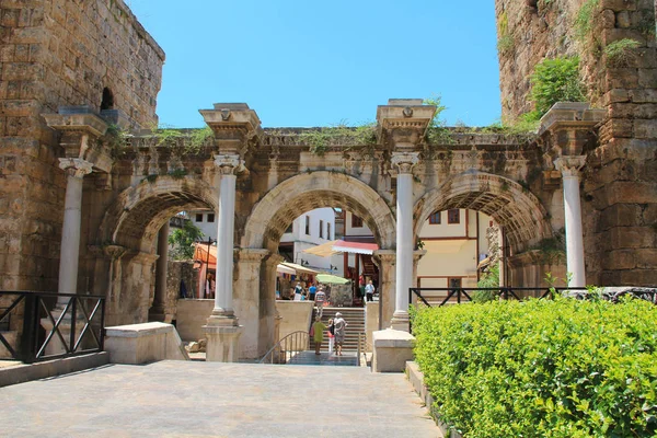 Ancient Gate Roman Emperor Adrian Antalya City Turkey — Stock Photo, Image