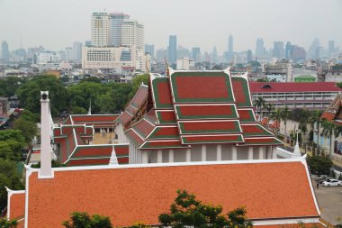Bangkok şehir, Tayland Panoraması. Altın dağ, Wat Saket görünümünden
