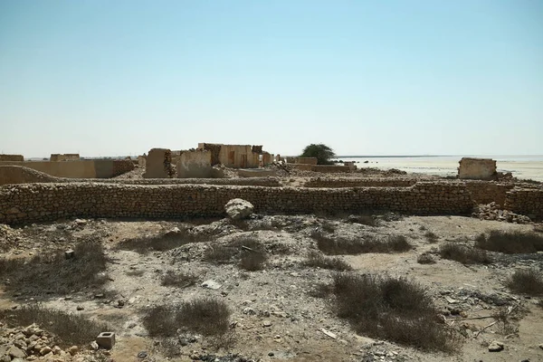 Ruins of abandoned village Al-Jumail, north Qatar, Persian Gulf, Arabian Peninsula, Middle East