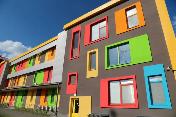 Colorful Buildings New Houses Many Coloured Facades — Stock Photo, Image