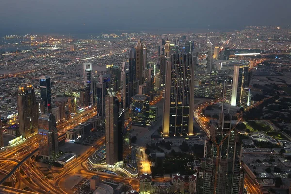 Emiratos Árabes Unidos Dubai Enero 2016 Vista Nocturna Del Centro —  Fotos de Stock