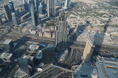 Birleşik Arap Emirlikleri, Dubai, 31 Ocak 2016: Görünüm Dubai downtown Burj Khalifa'nın gökdelenin 125 yerden. En iyi Uluslararası Dubai Kongre ve Sergi Sarayı, Birleşik Arap Emirlikleri, Basra Körfezi, Arap Yarımadası'nda, Orta Doğu