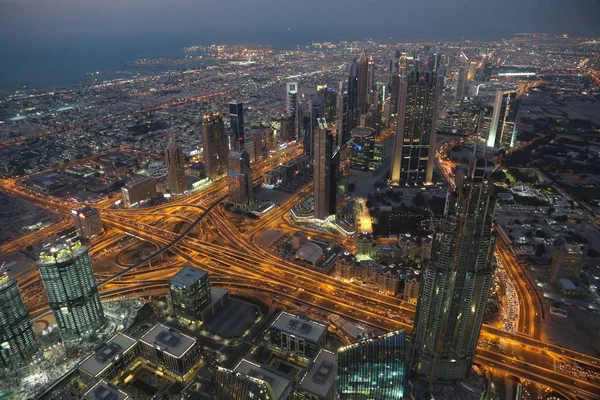 Emirados Árabes Unidos Dubai Janeiro 2016 Vista Noite Dubai Centro — Fotografia de Stock