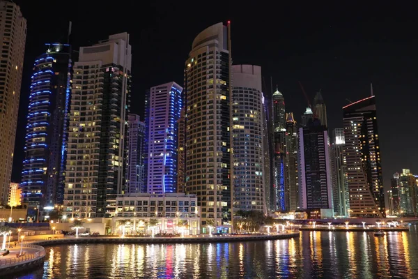 Uae Dubai February 2016 Dubai Marina Night United Arab Emirates — Stock Photo, Image