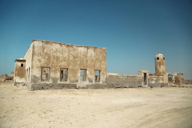 Terk edilmiş köy Al-Jumail, Kuzey kalıntıları Katar, Basra Körfezi, Arap Yarımadası'nda, orta Eas