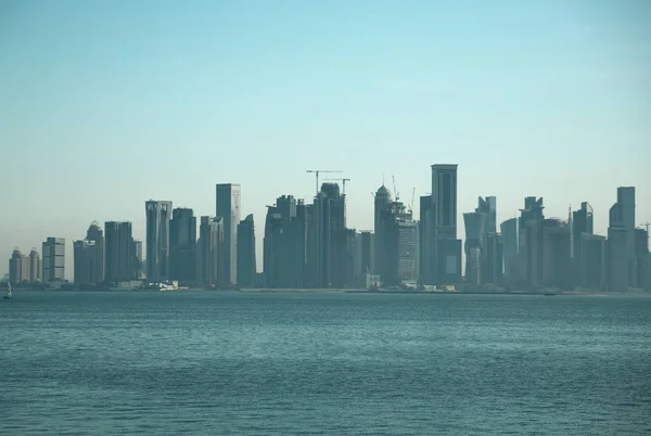 View on skyscrapers in Doha downtown, Qatar, Persian Gulf, Arabian Peninsula. Financial centre in Doha - capital and most populous city in Qata