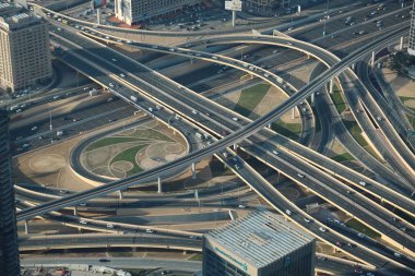 Birleşik Arap Emirlikleri, Dubai, 31 Ocak 2016: Görünüm Dubai downtown Burj Khalifa'nın gökdelenin 125 yerden. En iyi Uluslararası Dubai Kongre ve Sergi Sarayı, Birleşik Arap Emirlikleri, Basra Körfezi, Arap Yarımadası'nda, Orta Doğu