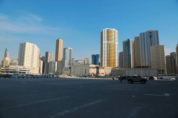 Eau Sharjah Fevereiro 2016 Edifícios Cidade Sharjah Nos Emirados Árabes — Fotografia de Stock
