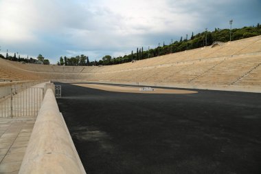 Panathinaiko Stadyumu veya Panathinaiko, olarak da bilinen Kallimarmaro, Atina, Yunanistan, beyaz mermerden yapılmış antik Yunan Stadyumu