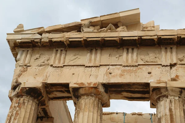 Columns Parthenon Antique Temple Athenian Acropolis Greece Dedicated Goddess Athena — Stock Photo, Image