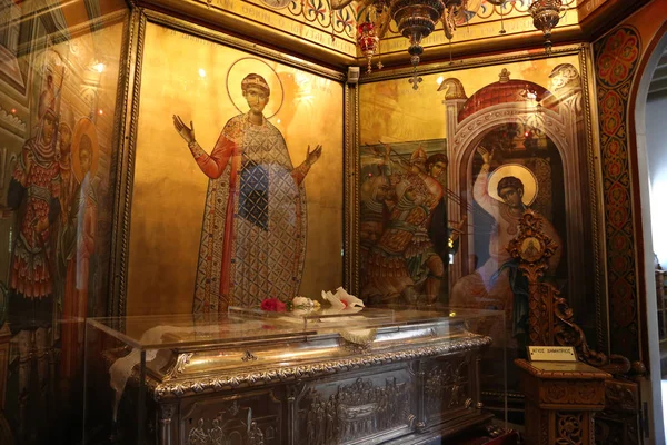 Greece Thessaloniki June 2013 Coffin Church Saint Demetrius Hagios Demetrios — Stock Photo, Image