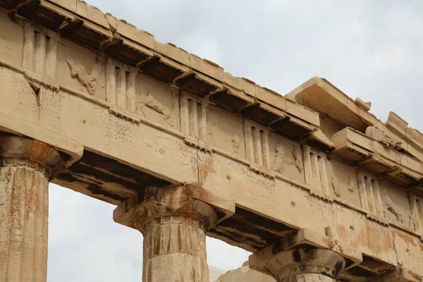 Columns of Parthenon - antique temple in Athenian Acropolis in G