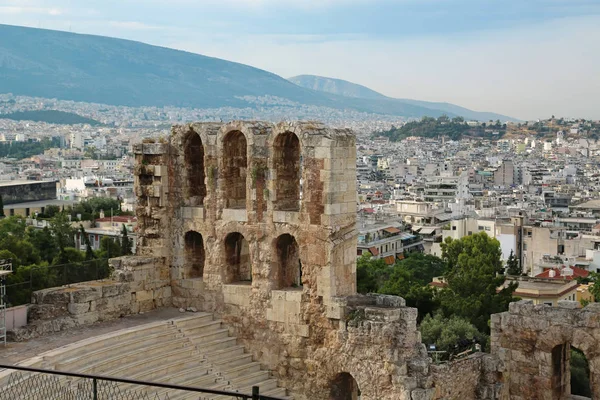 Antik teater nära en Parthenon tempel, Atens Akropolis, Gre — Stockfoto