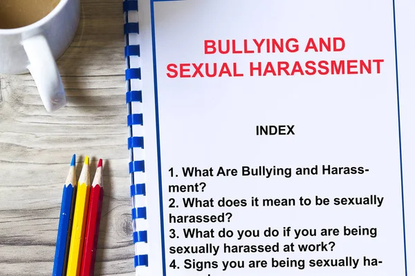 Bullying Acoso Sexual Con Temas Una Portada Una Conferencia —  Fotos de Stock
