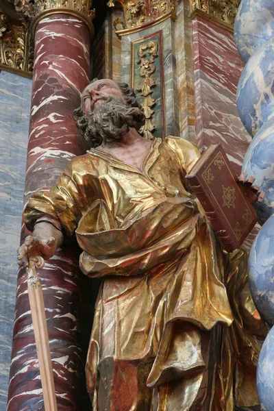 Saint Paul Statue Sur Autel Dans Cathédrale Assomption Varazdin Croatie — Photo
