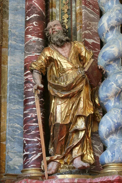 Saint Paul Statue Sur Autel Dans Cathédrale Assomption Varazdin Croatie — Photo