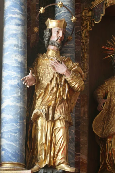 Saint Ignace Loyola Statue Sur Autel Dans Cathédrale Assomption Varazdin — Photo