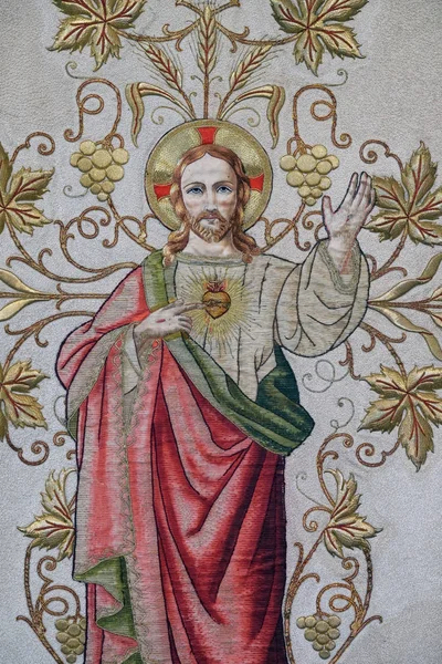 Yesus Kristus Detail Vestimentum Gereja Gereja Santo Matius Stitar Kroasia — Stok Foto