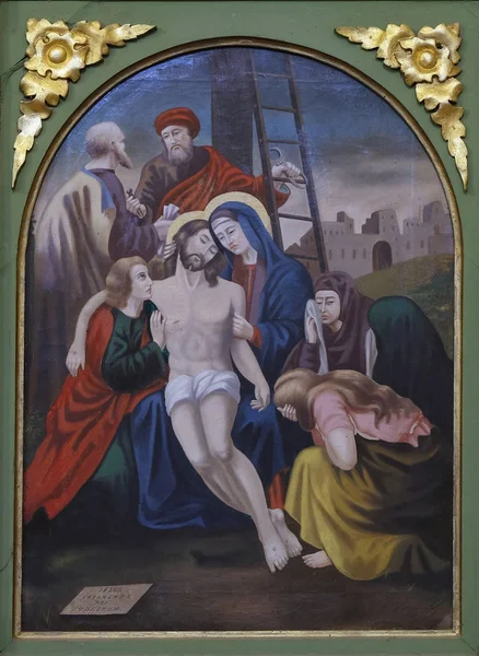 Kreuzweg Jesusleib Vom Kreuz Entfernt Kirche Des Heiligen Matthäus Stich — Stockfoto