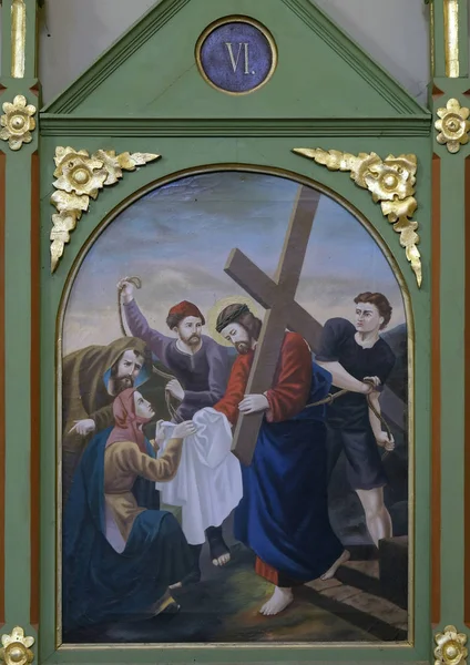 Crucis Veronica Asciuga Volto Gesù Chiesa San Matteo Chitarra Croazia — Foto Stock