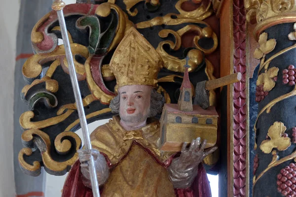 Estátua Santo Ambrósio Altar Mor Capela São Wolfgang Vukovoj Croácia — Fotografia de Stock