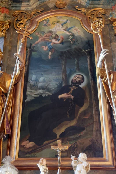 Saint Francis Xavier Altaarstuk Kerk Van Heilige Drievuldigheid Klenovnik Kroatië — Stockfoto