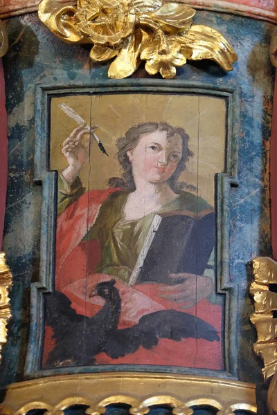 San Giovanni Evangelista Pulpito Nella Chiesa Della Santissima Trinità Klenovnik — Foto Stock