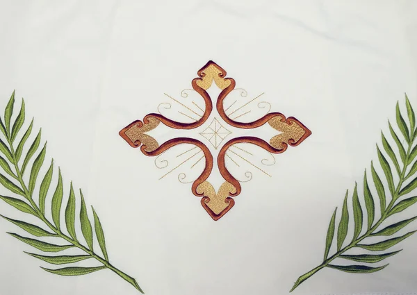 Kruis Detail Van Kerk Vestment Gemaakt Door Zusters Van Liefde — Stockfoto