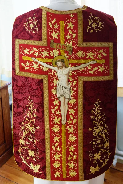 Crucifixion Detail Church Vestment Made Sisters Charity Saint Vincent Paul — Stock Photo, Image