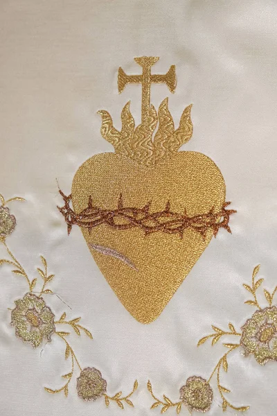 Sacred Heart Jesus Detail Church Vestment Made Sisters Charity Saint — Stock Photo, Image