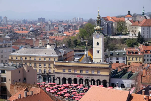 Weergave Van Zagreb Vanaf Toren Van Kathedraal Gewijd Aan Tenhemelopneming — Stockfoto