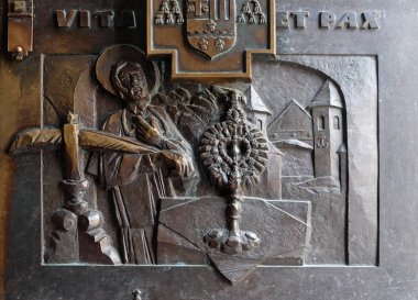 Saint Mark Krizin, detay giriş kapısı Katedrali varsayım Varaždin, Hırvatistan 