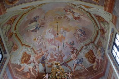 Fresk tablo tavan Barok Church of Our Lady kar Belec, Hırvatistan